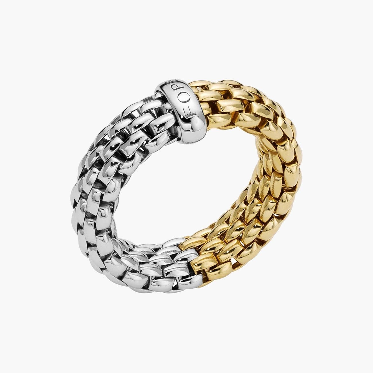 Fope Essentials Large Width Ring in White and Yellow Gold