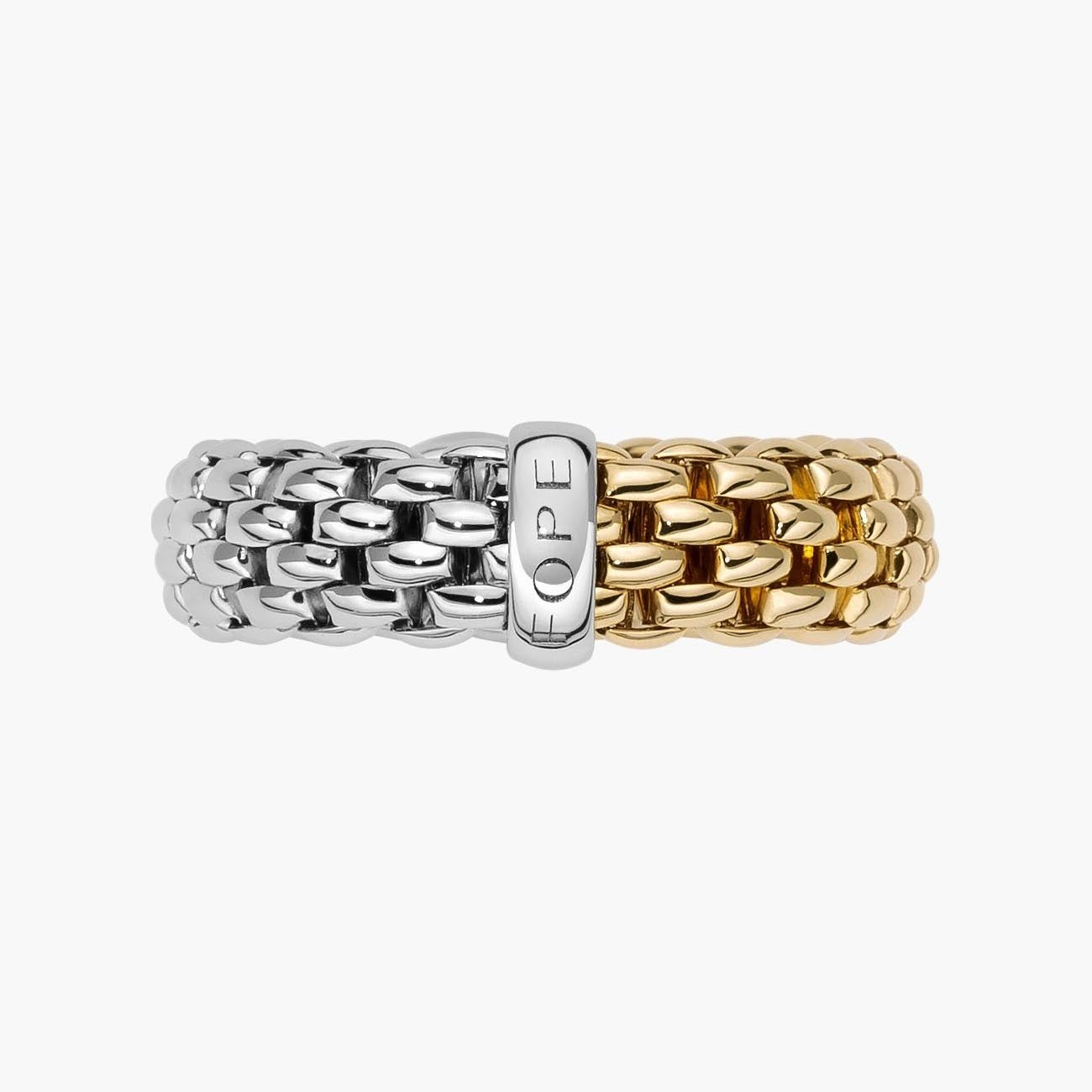 Fope Essentials Large Width Ring in White and Yellow Gold