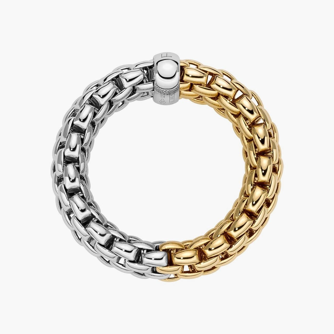 Fope Essentials Large Width Ring in White and Yellow Gold