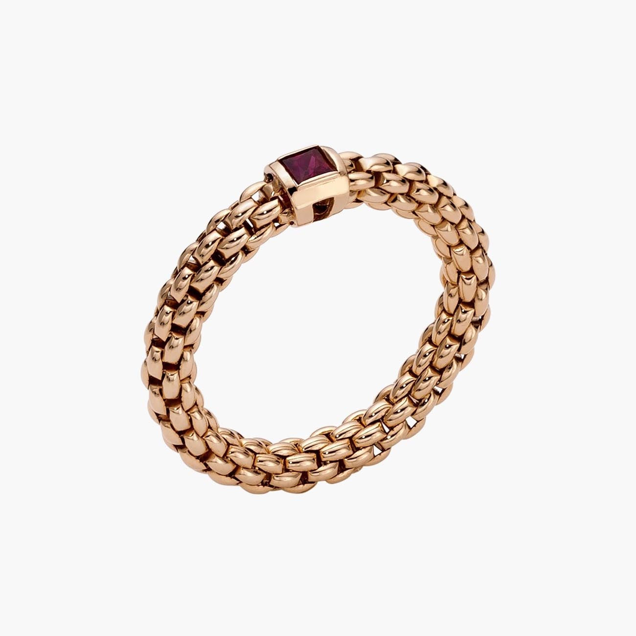Fope Souls Flex'it Rose Gold Ruby Ring