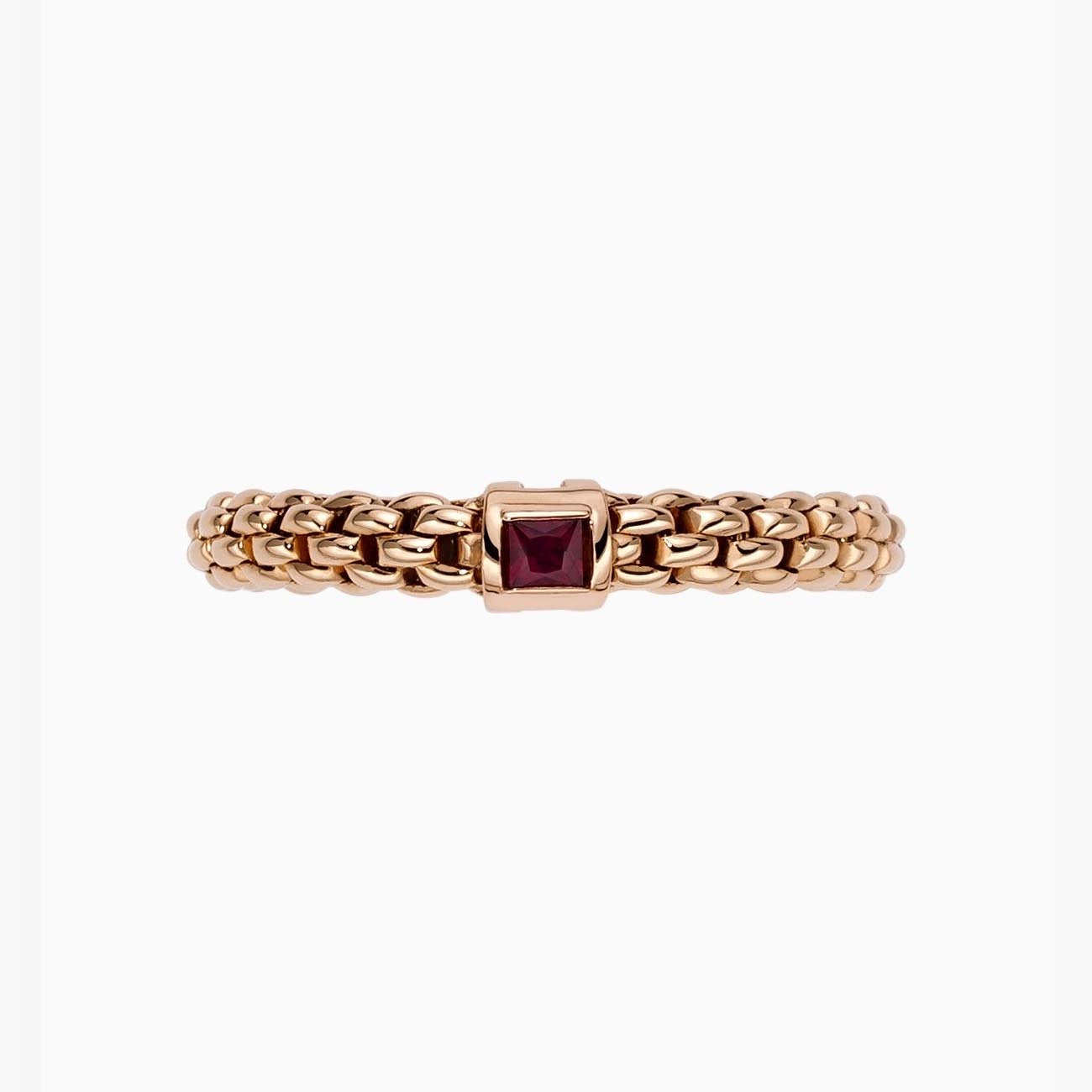 Fope Souls Flex'it Rose Gold Ruby Ring
