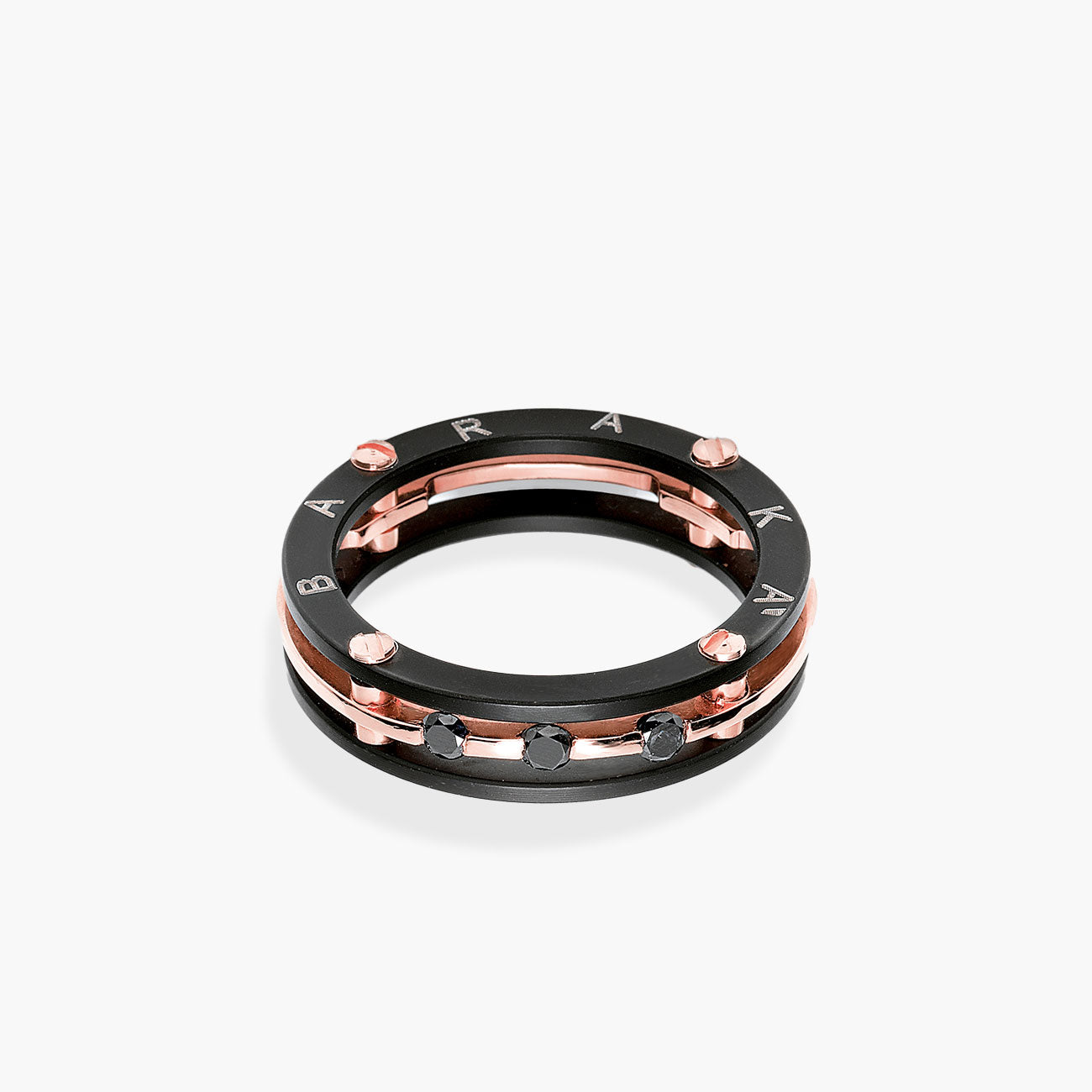 Barakà Kardano Two Tone Black Diamond Ring