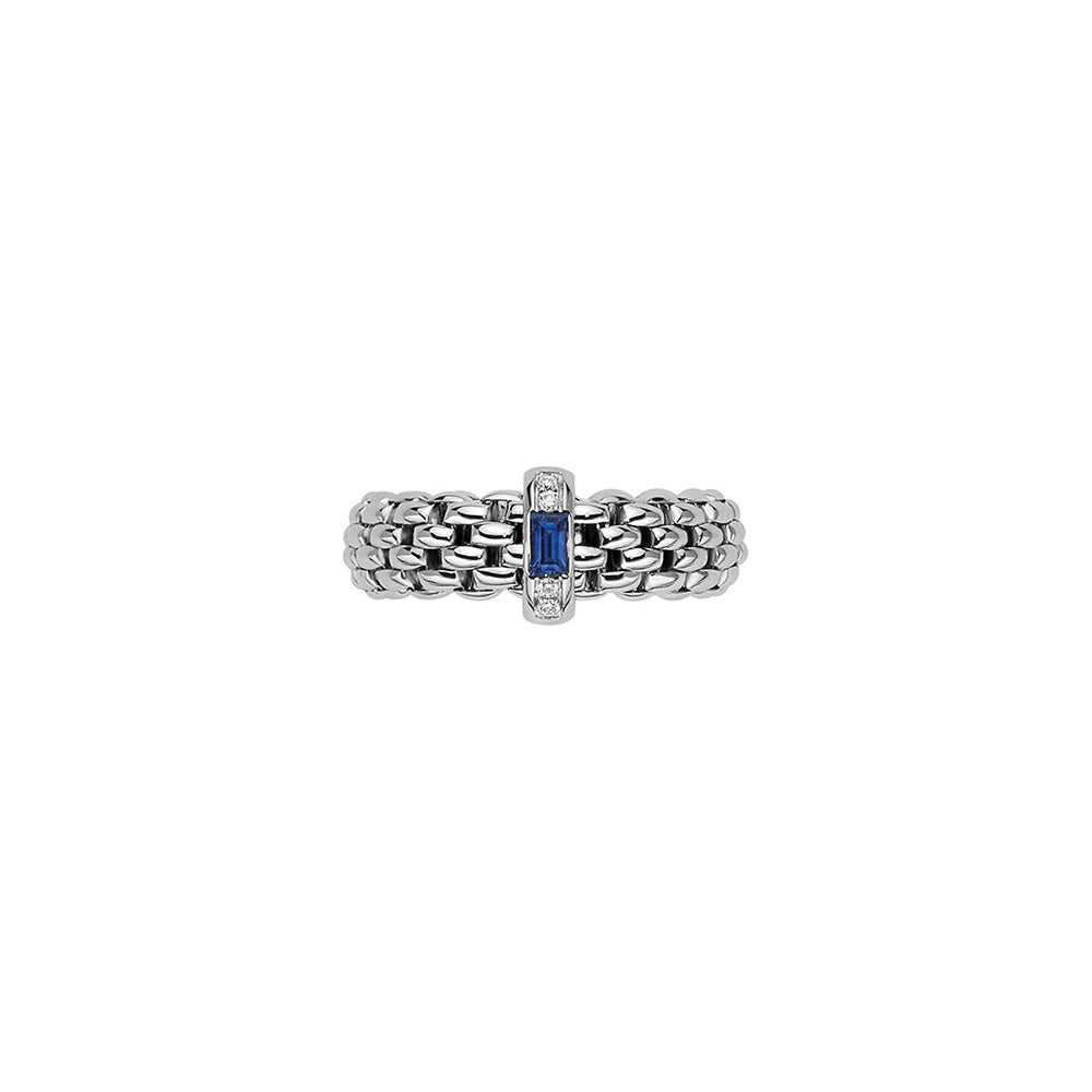 Fope Vendome White Gold Diamond and Sapphire Flex'it Ring