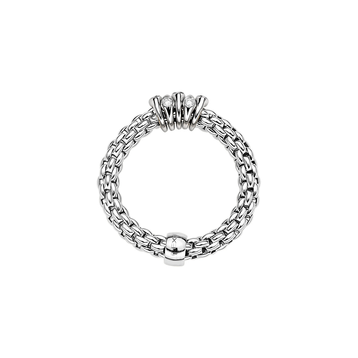 Fope Prima White Gold Dew Drop Diamond Rondel Station Ring