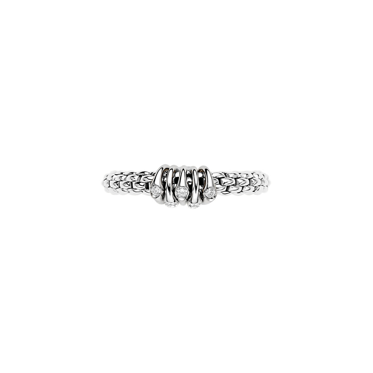 Fope Prima White Gold Dew Drop Diamond Rondel Station Ring