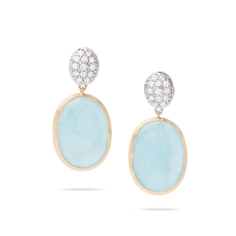 Marco Bicego Siviglia Aquamarine Diamond Drop Earrings in Yellow Gold