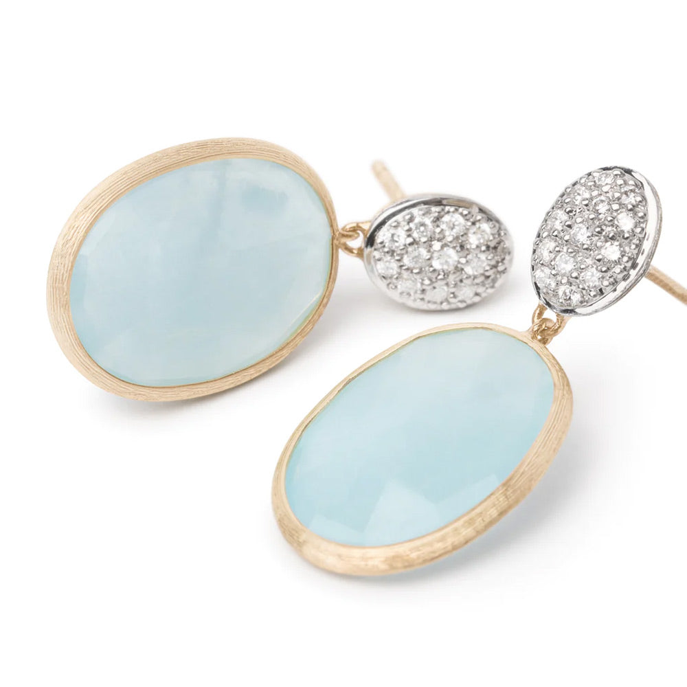 Marco Bicego Siviglia Aquamarine Diamond Drop Earrings in Yellow Gold