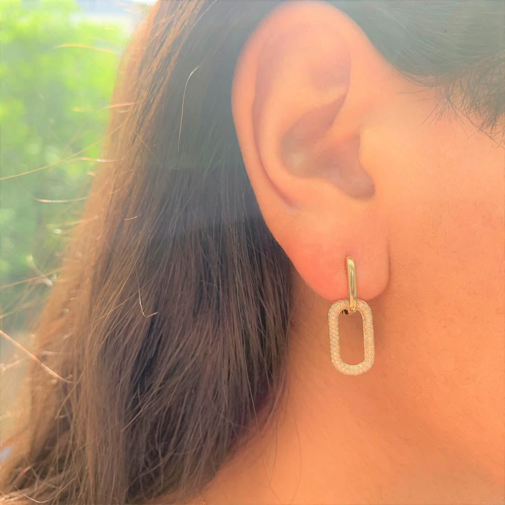 Diamond Drop Link Earrings