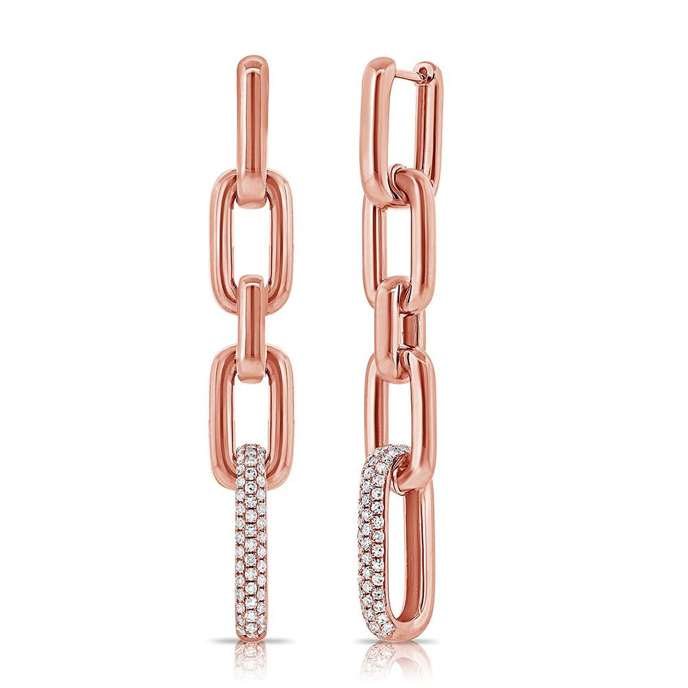 Diamond Paperclip Link Earrings