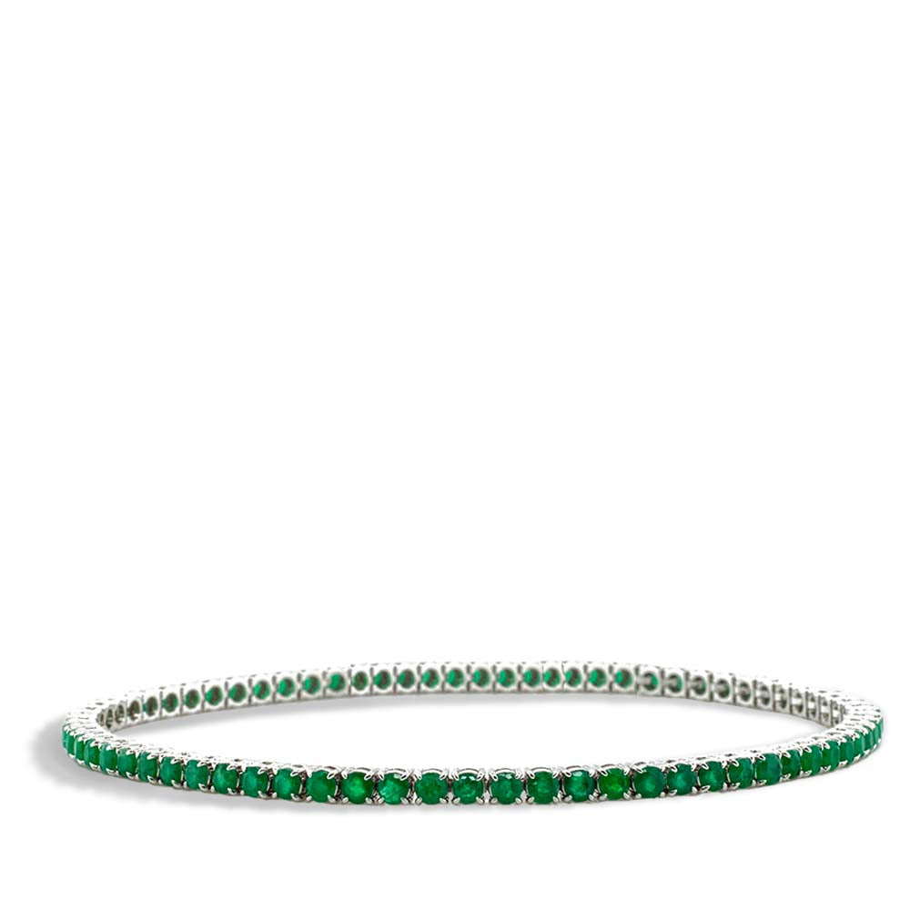 Emerald Gemstone Tennis Bracelet in White Gold