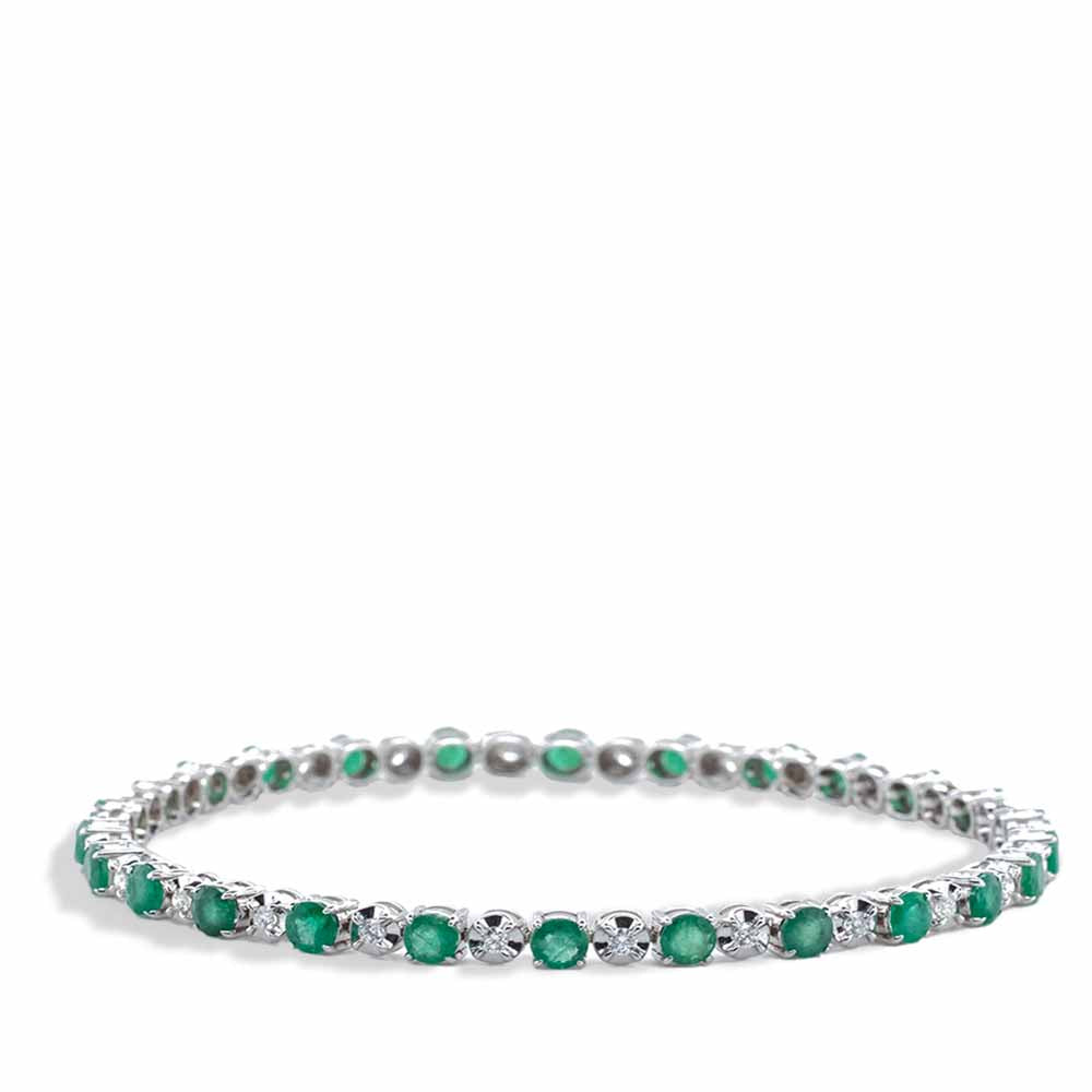 Emerald And Diamond Alternating Tennis Bracelet