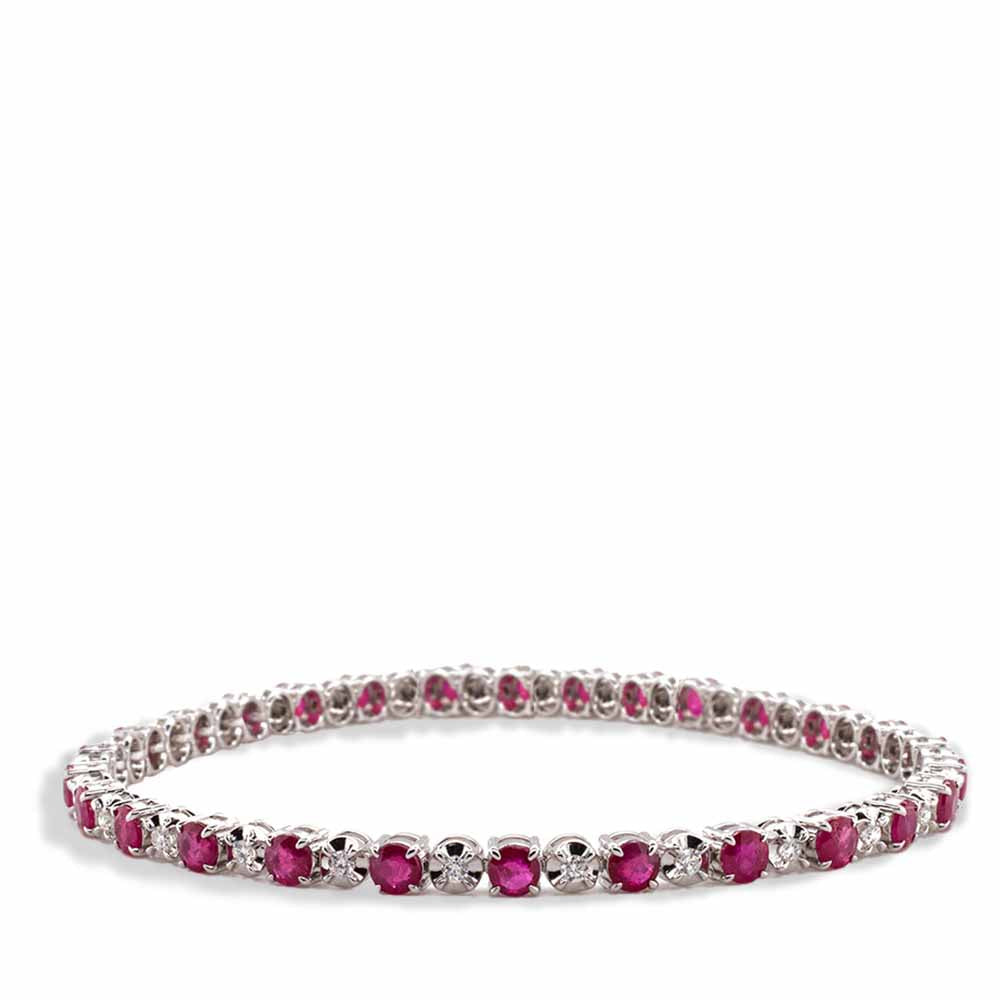 Ruby And Diamond Alternating Tennis Bracelet