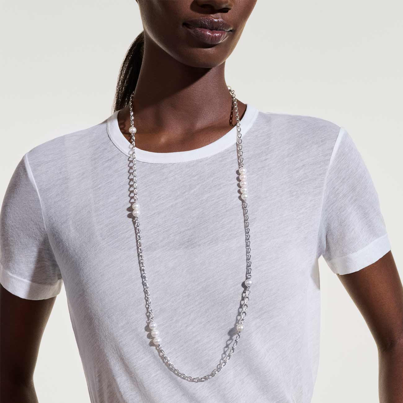 John Hardy Surf Pearl Station Silver Necklace