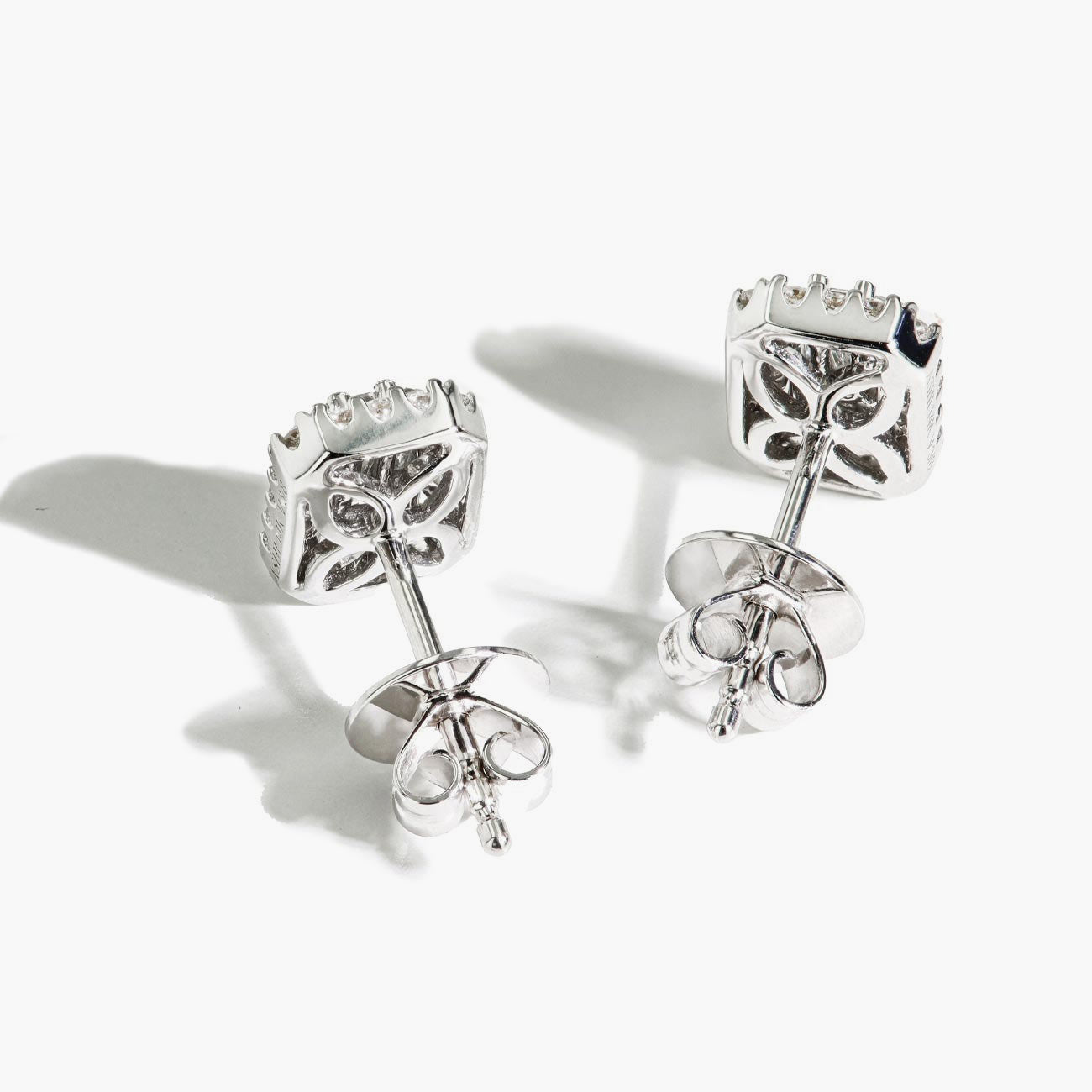 .37 Carat Emerald Cut Illusion Diamond Studs in 14k White Gold