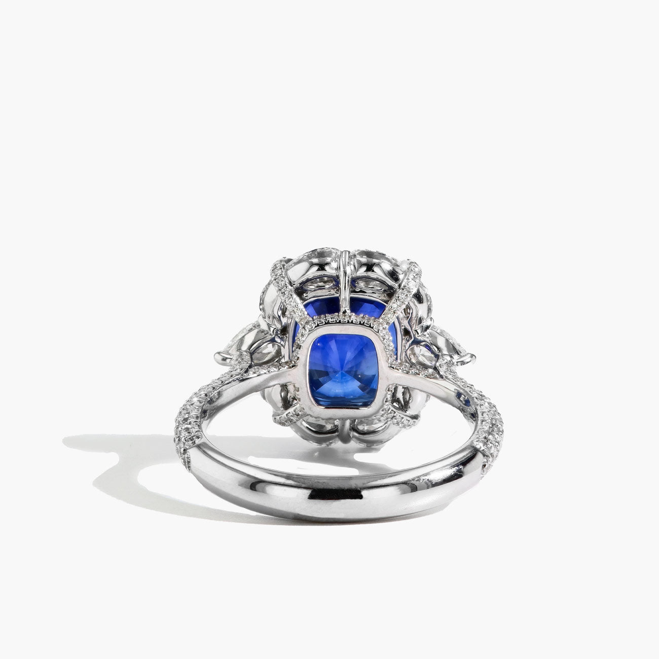 Round Sapphire Halo Pave Ring