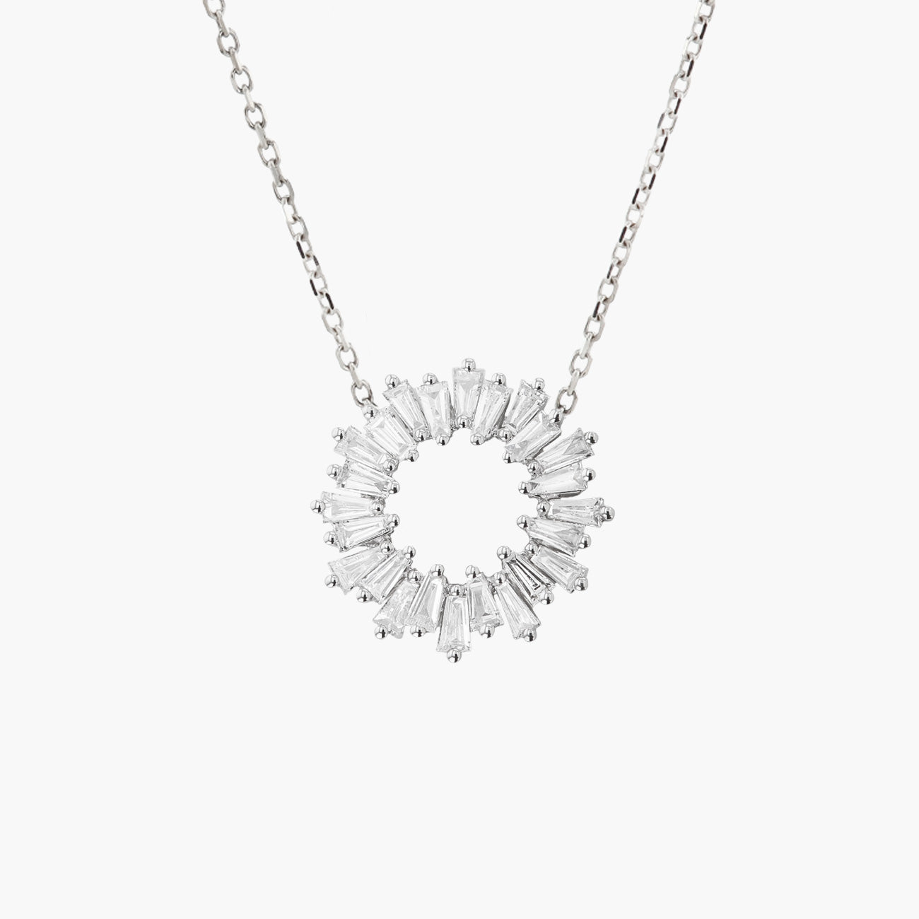 Baguette Circle Diamond Necklace
