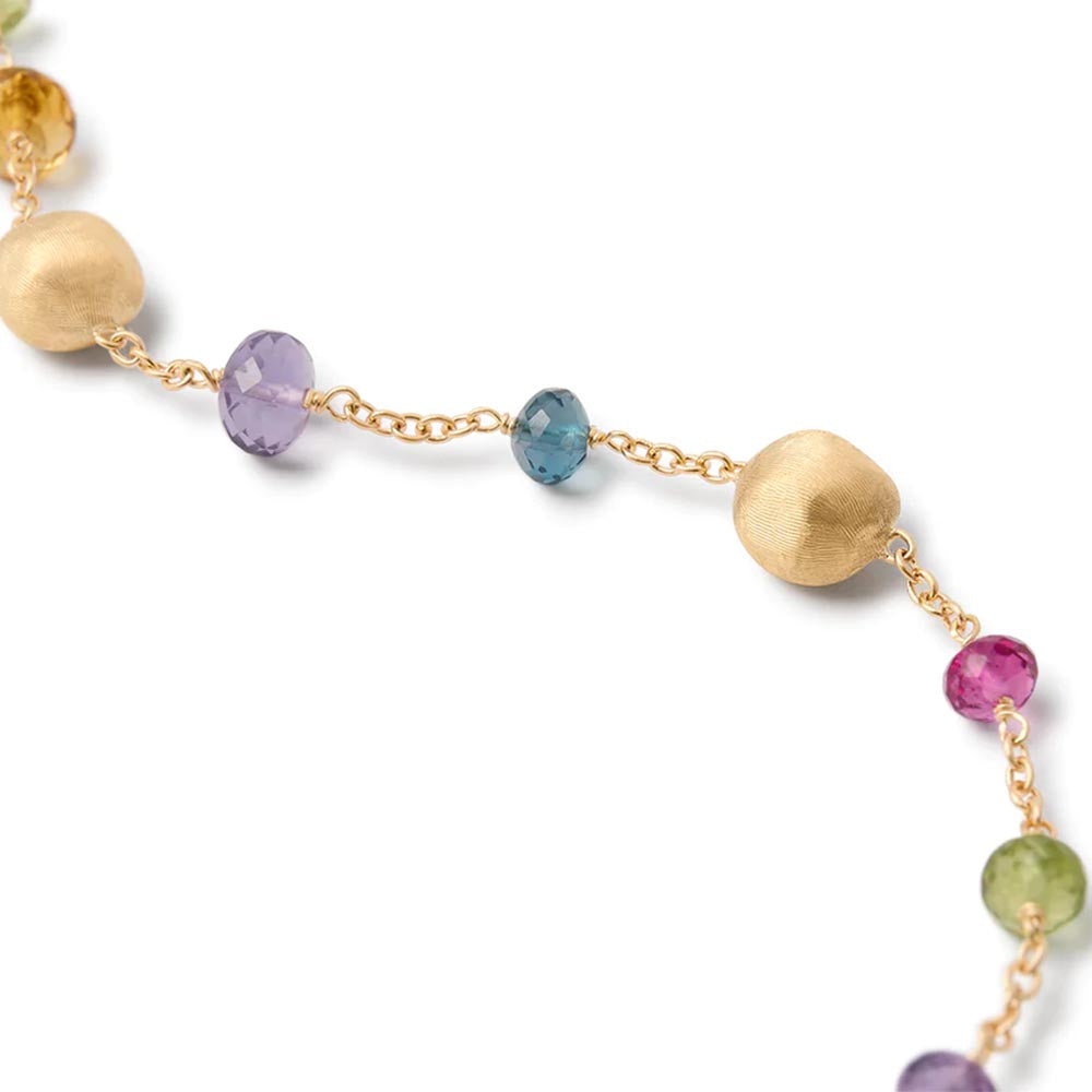 Marco Bicego Africa Color Yellow Gold Mixed Gemstone Station Bracelet