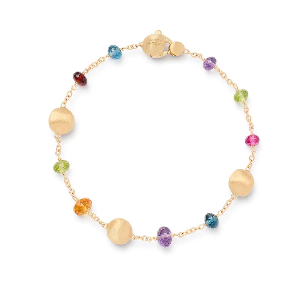 Marco Bicego Africa Color Yellow Gold Mixed Gemstone Station Bracelet