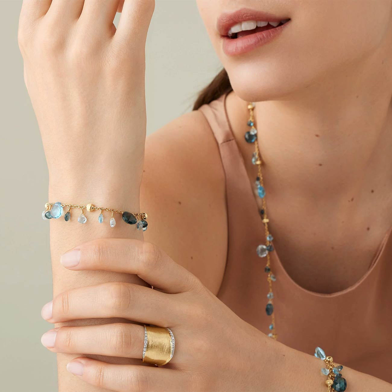 Marco Bicego Paradise Alta Mixed Topaz Yellow Gold Single-Strand Bracelet