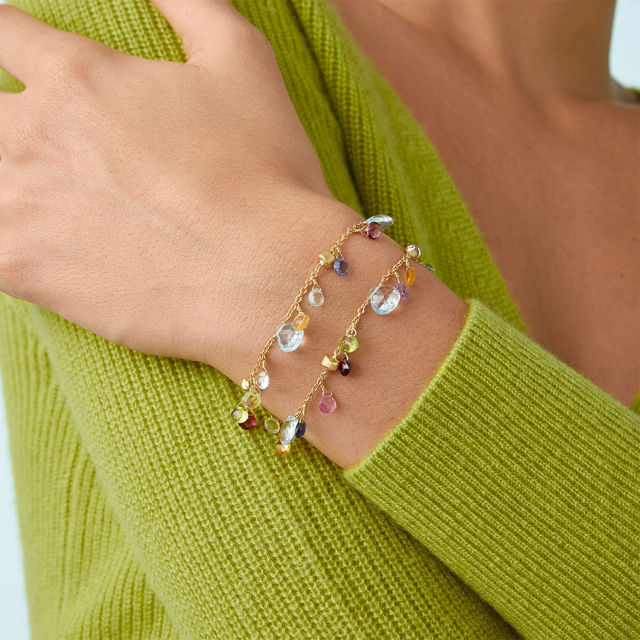 Marco Bicego Paradise Blue Topaz Mix Gemstone Double Strand Bracelet