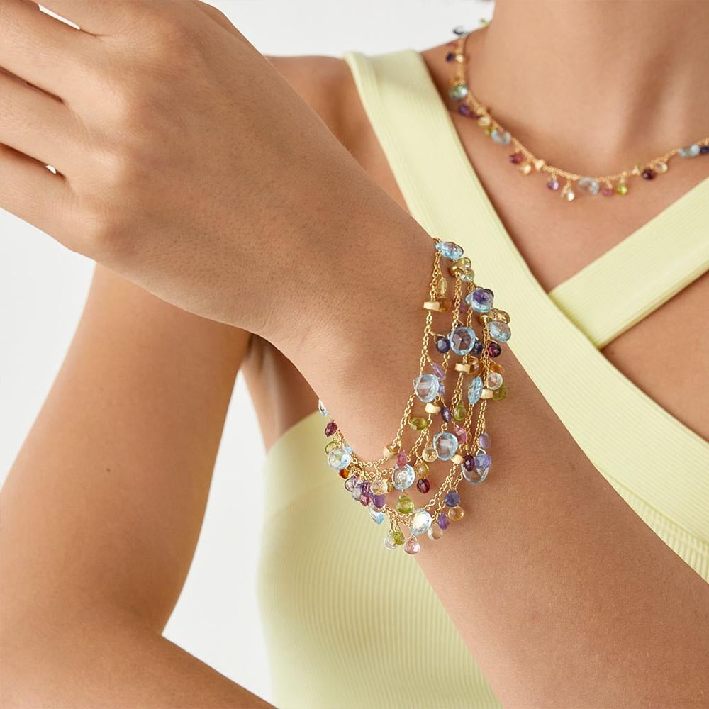 Marco Bicego Paradise Blue Topaz Mix Gemstone 5 Strand Bracelet
