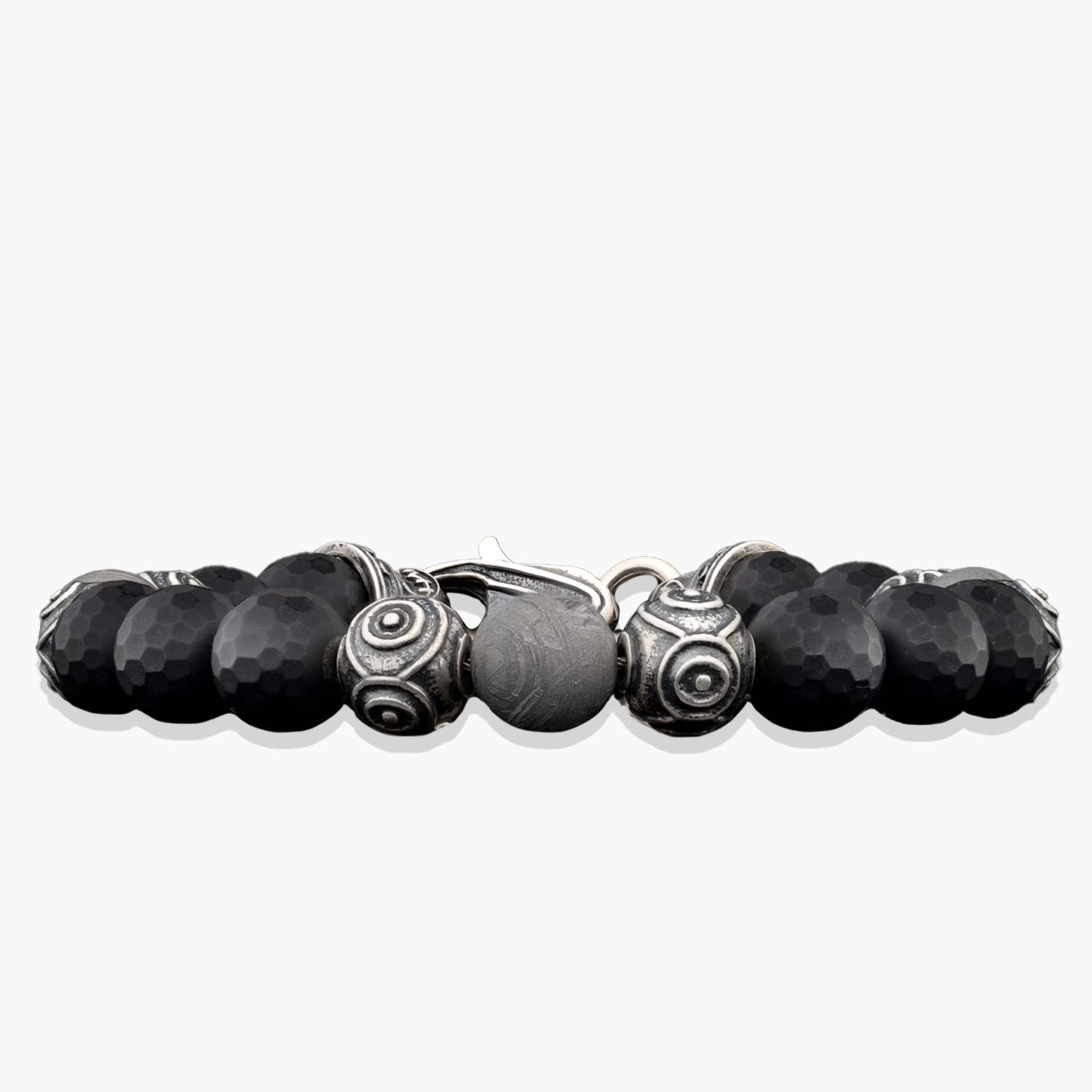 William Henry Monomyth Black Onyx and Meteorite Beaded Bracelet