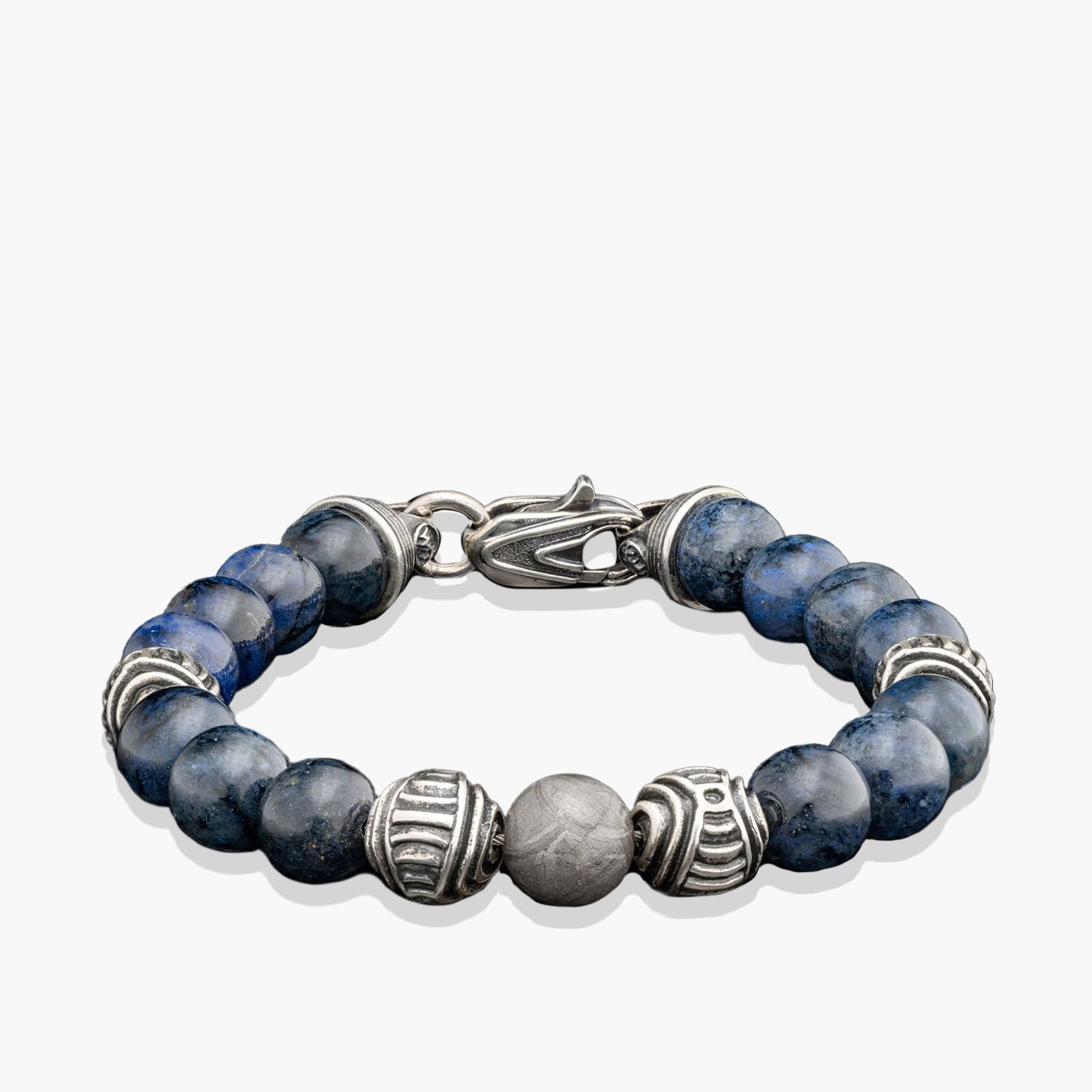 William Henry Celestial Blue Dumortierite and Meteorite Beaded Bracelet