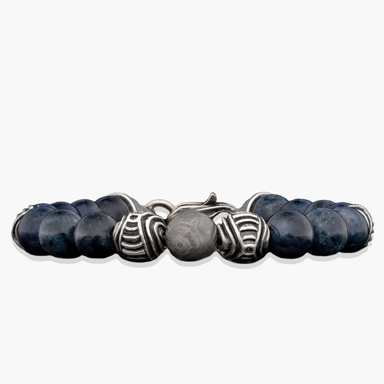William Henry Celestial Blue Dumortierite and Meteorite Beaded Bracelet