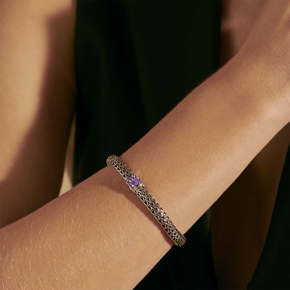 John Hardy Classic Chain Black Sapphire and Amethyst Reversible Icon Bracelet