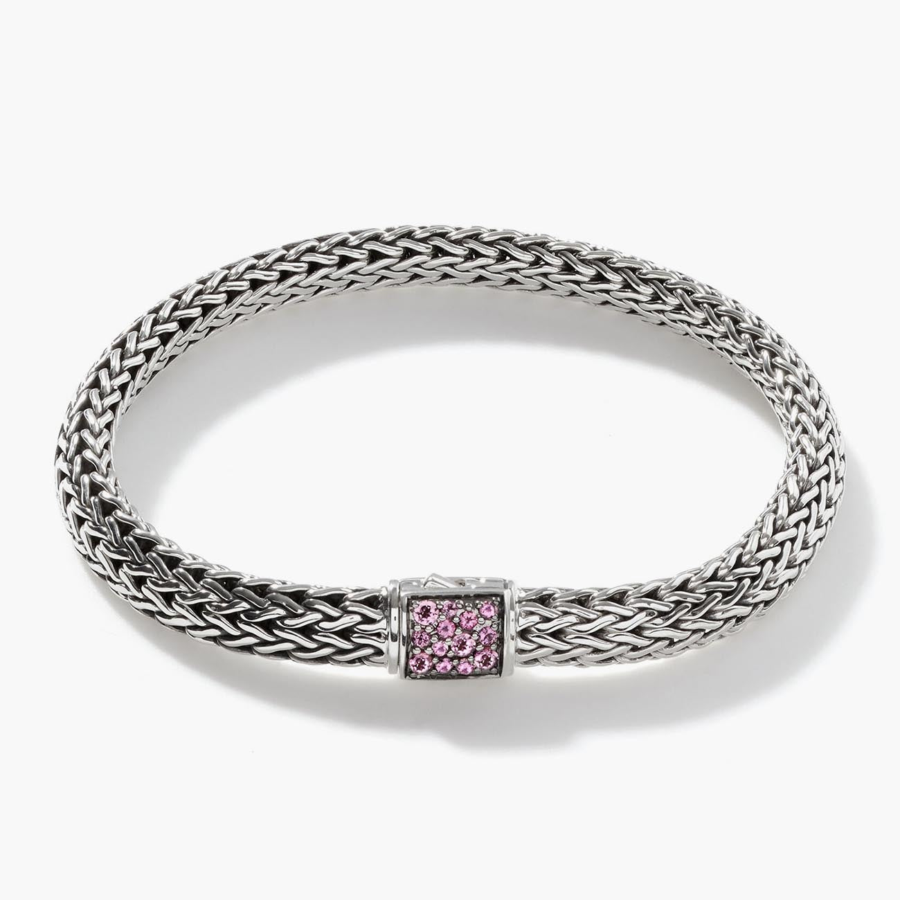 John Hardy Classic Chain Black Sapphire and Pink Tourmaline Reversible Icon Bracelet