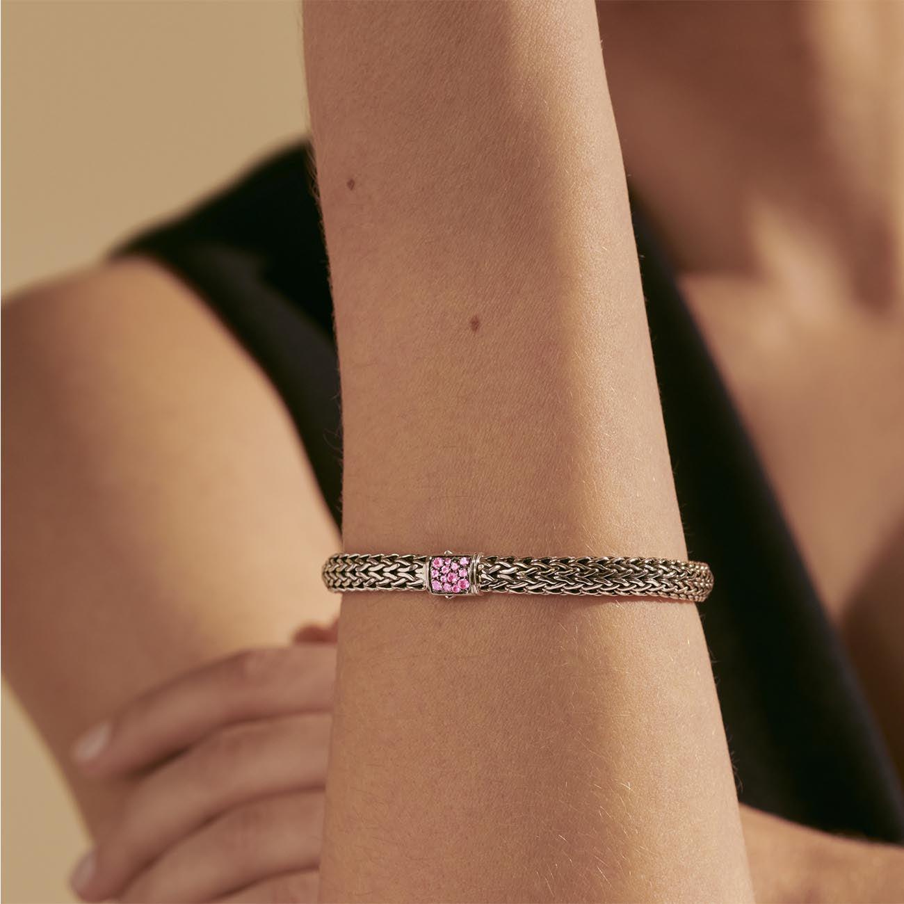 John Hardy Classic Chain Black Sapphire and Pink Tourmaline Reversible Icon Bracelet