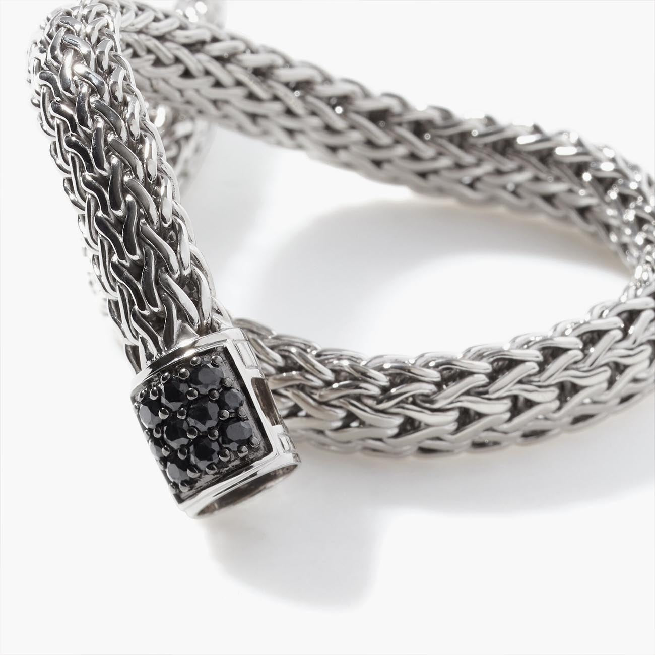 John Hardy Icon Batu 6mm Silver Bracelet with Black Sapphire Clasp