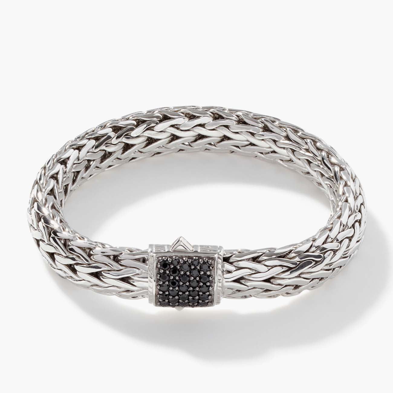 John Hardy Icon 10.5mm Silver Bracelet with Black Sapphire Clasp