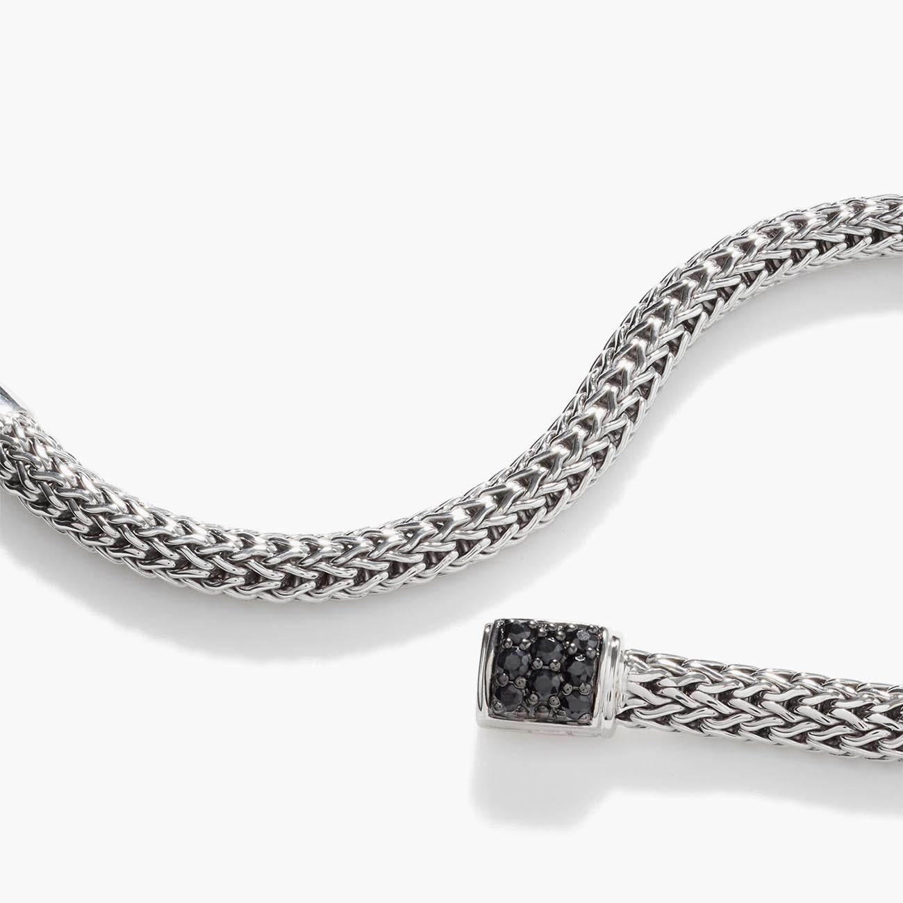 John Hardy Classic Chain 5mm Silver Bracelet with Black Sapphire Clasp