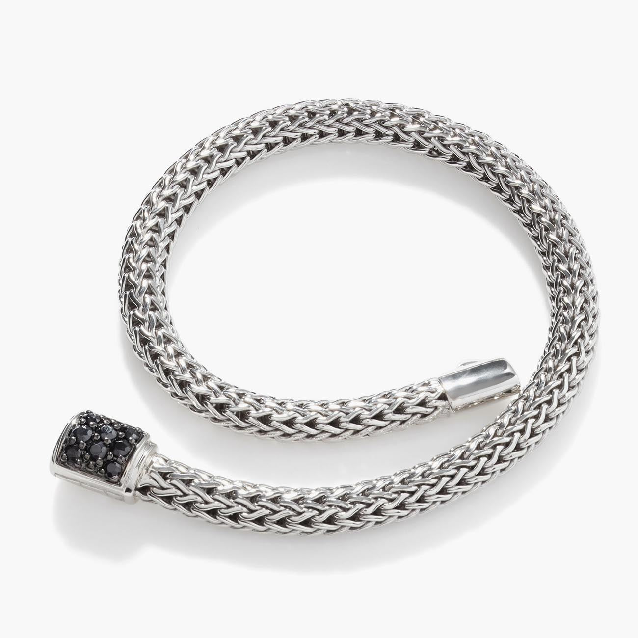 John Hardy Classic Chain 5mm Silver Bracelet with Black Sapphire Clasp