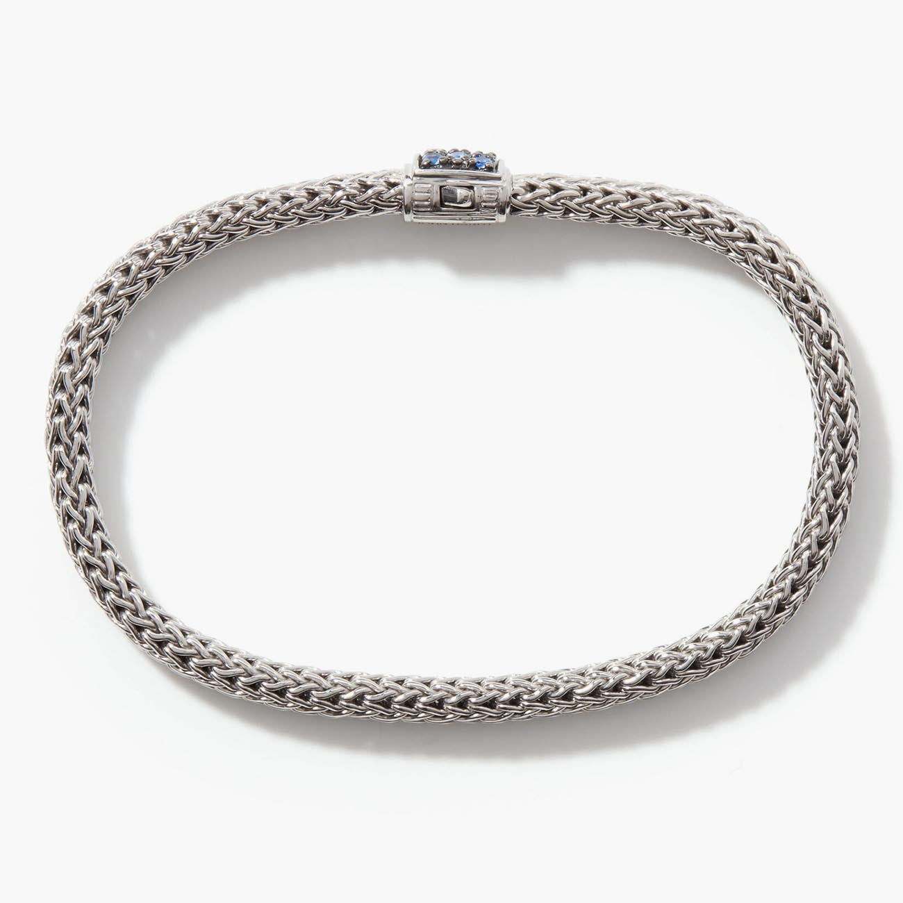 John Hardy Icon 5mm Silver Bracelet with Blue Sapphire Clasp