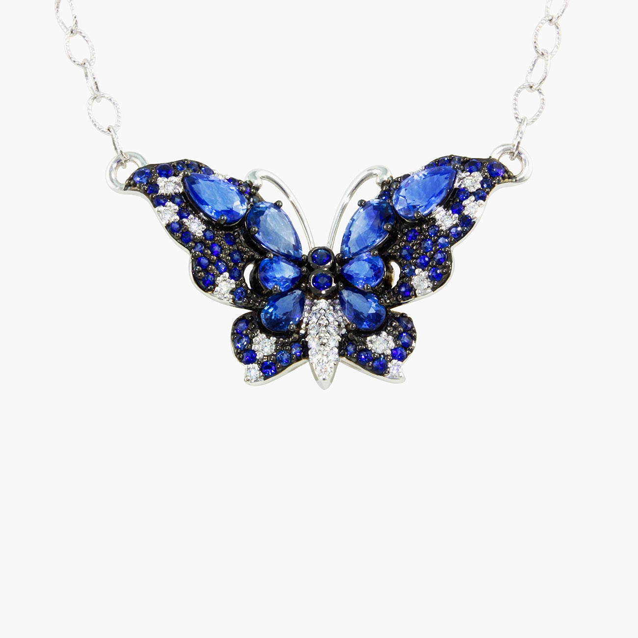 Bellarri Madame Butterfly blue sapphire pendant, front view