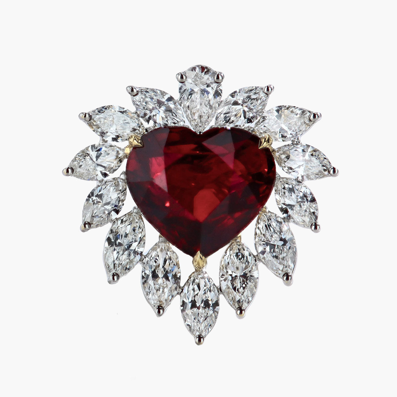 10 Carat Flaming Heart Ruby and Diamond Stud Earrings