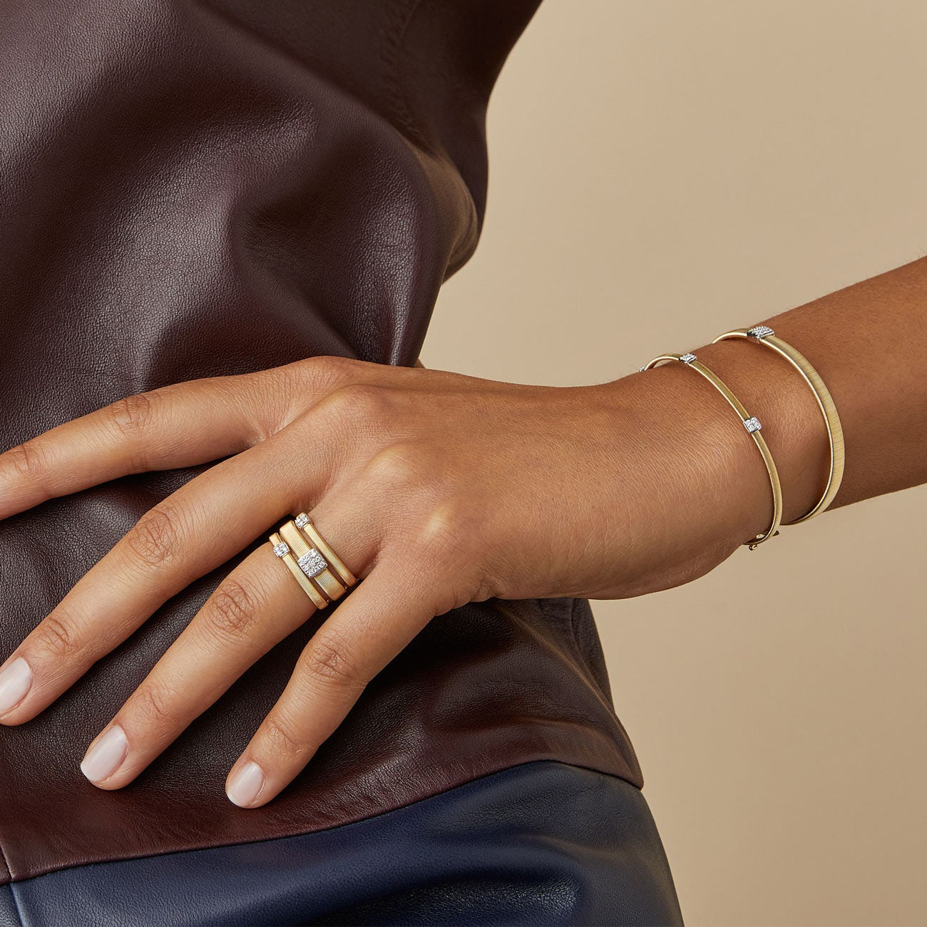 Marco Bicego Masai Small 3-Station Diamond Bracelet in 18K Yellow Gold