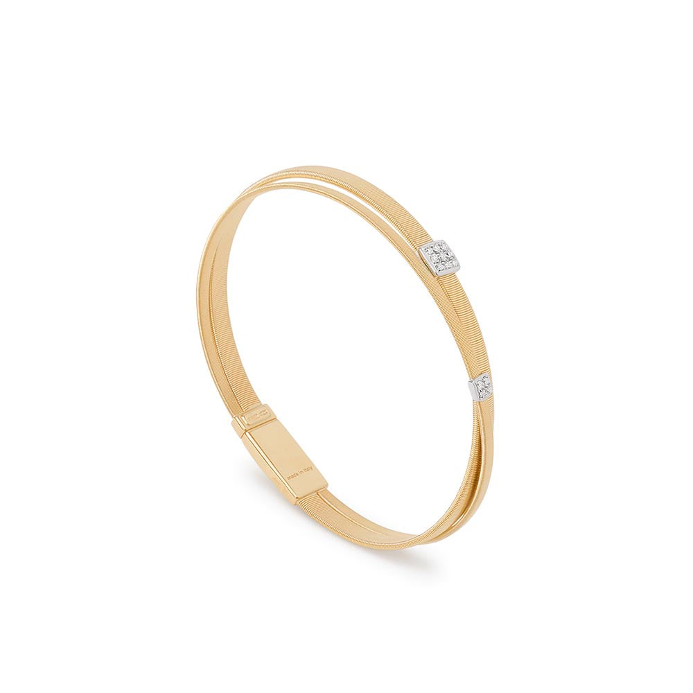 Marco Bicego Masai Yellow Gold Two Strand Crossover Diamond Bracelet