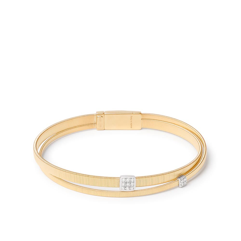 Marco Bicego Masai Yellow Gold Two Strand Crossover Diamond Bracelet
