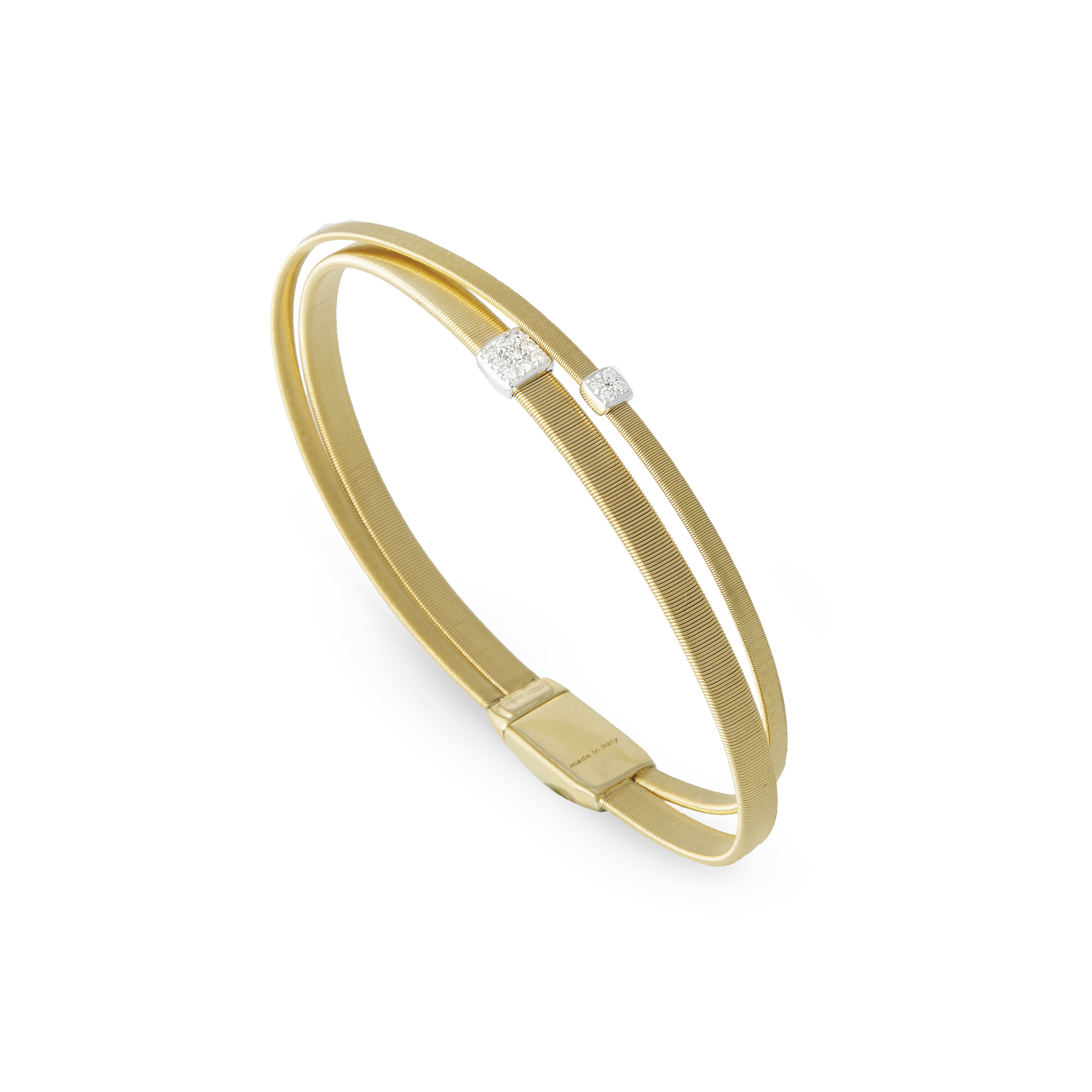 Marco Bicego Masai Yellow Gold Two Strand Crossover Diamond Bracelet