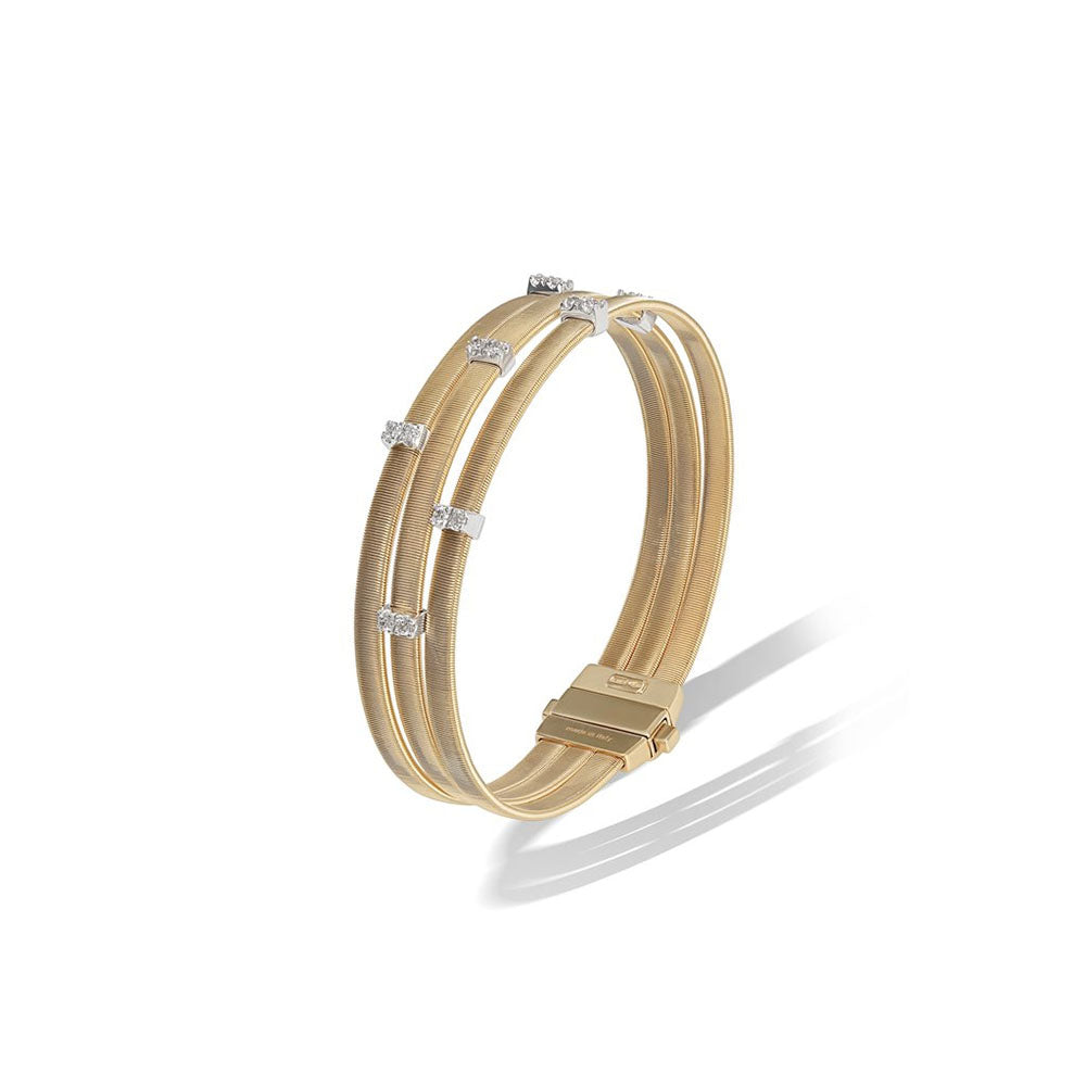 Marco Bicego Masai Gold and Diamond Triple Strand Bracelet