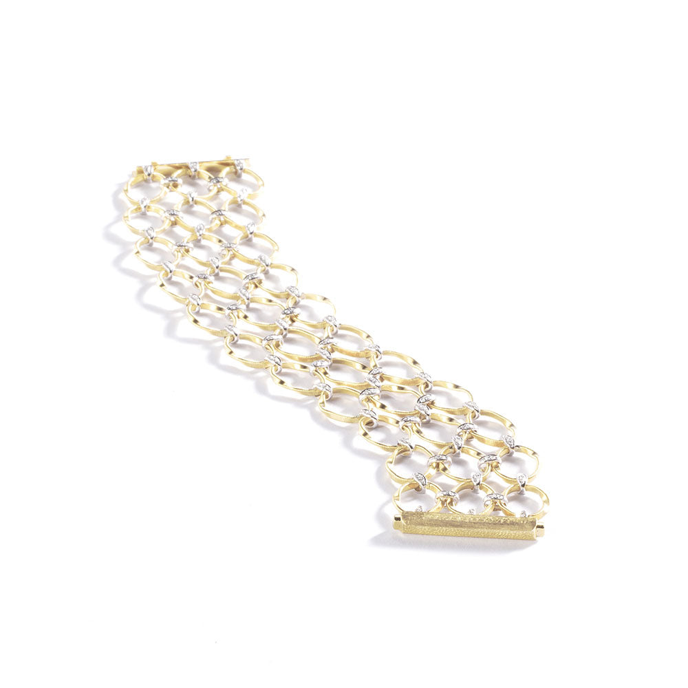 Marco Bicego Marrakech Onde Diamond and Gold Flat Link Bracelet