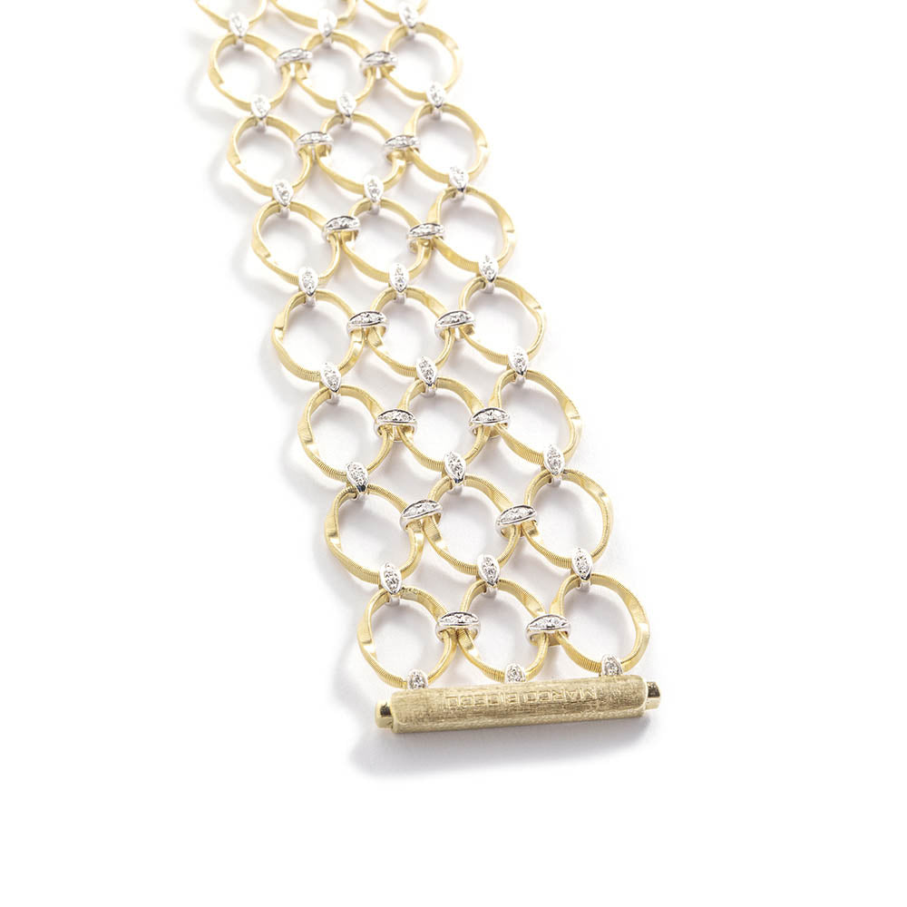 Marco Bicego Marrakech Onde Diamond and Gold Flat Link Bracelet