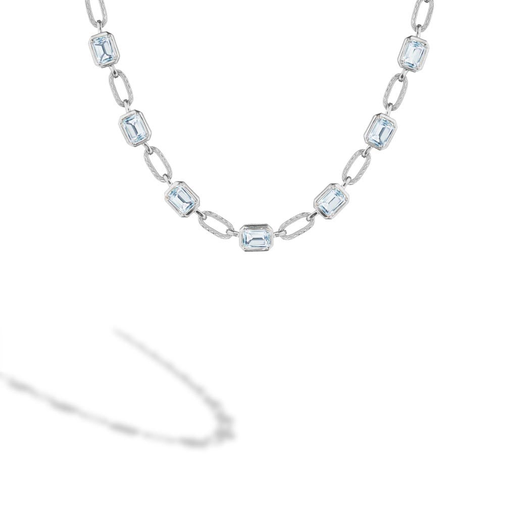 Tacori Allure Emerald Cut Blue Topaz Link Necklace