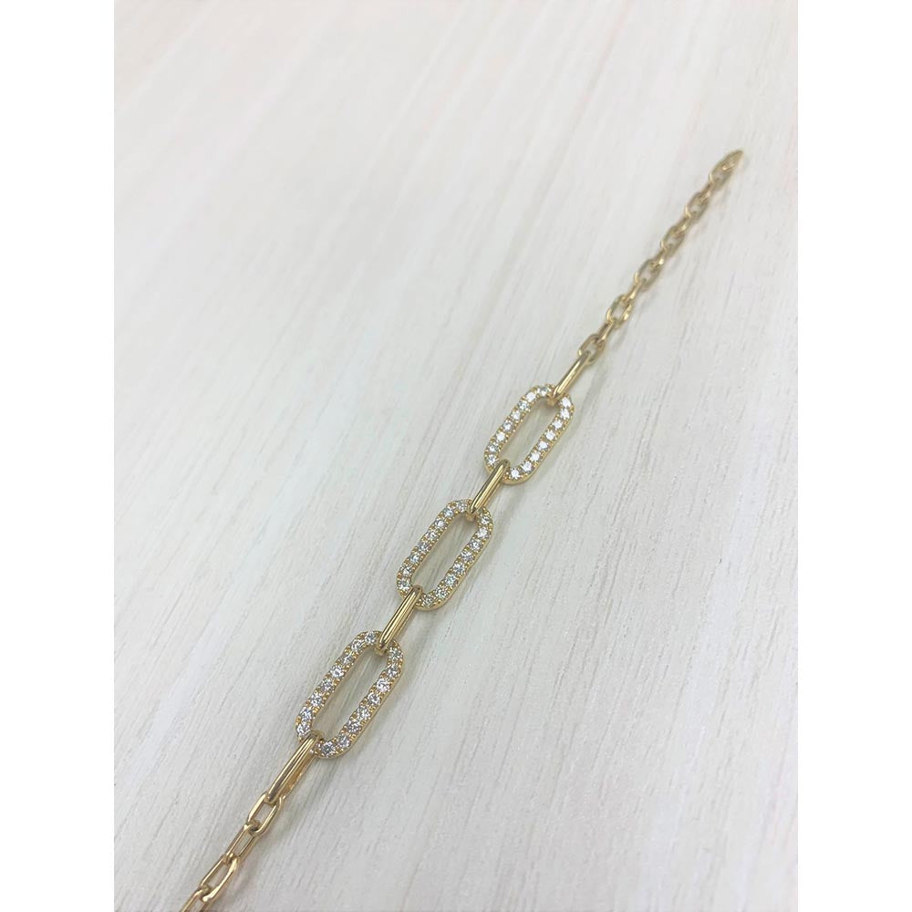 Three Diamond Link Gold Bracelet