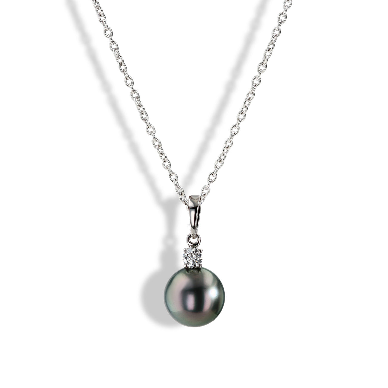 Mikimoto 9 - 10mm Black South Sea Pearl Diamond Pendant Necklace