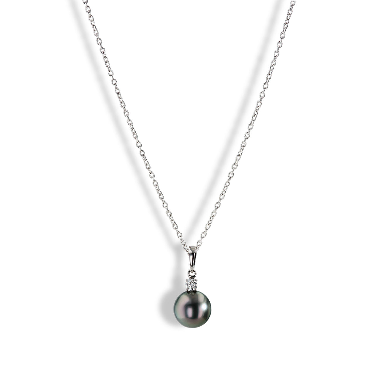 Mikimoto 9 - 10mm Black South Sea Pearl Diamond Pendant Necklace