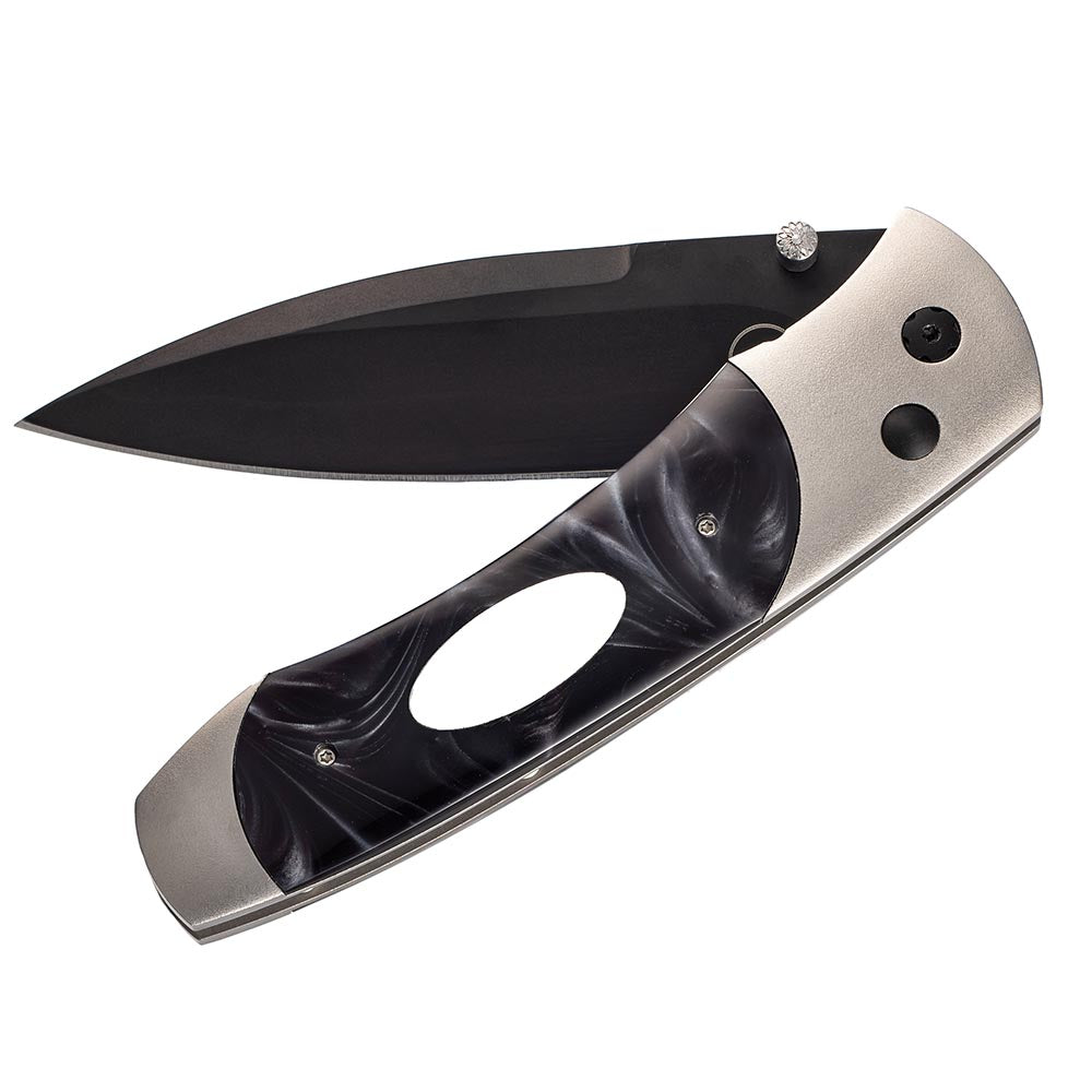 William Henry Black Engravable Large Pocket Knife